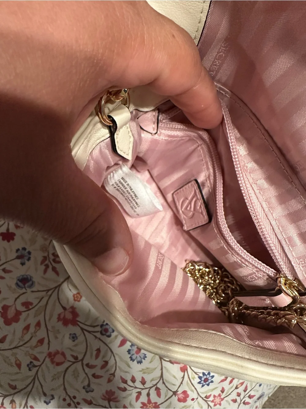 Victoria's Secret Ivory Quilted Clutch with Gold VS Emblem